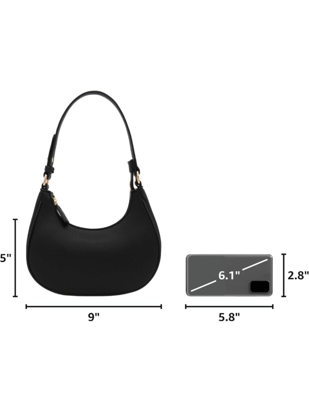 Chic Small Crescent Shoulder Bag | Stylish Underarm Purse for Everyday Use - Picture 3 of 8